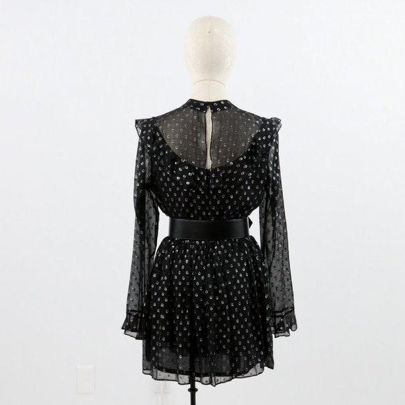 Robert Rodriguez 8 Silk Metallic Dot Mini Dress - Picture 3 of 11